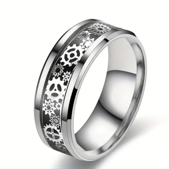 New Stainless steel 8mm Steam punk gears ring choose color ask me 4 your siz… - Picture 2 of 4